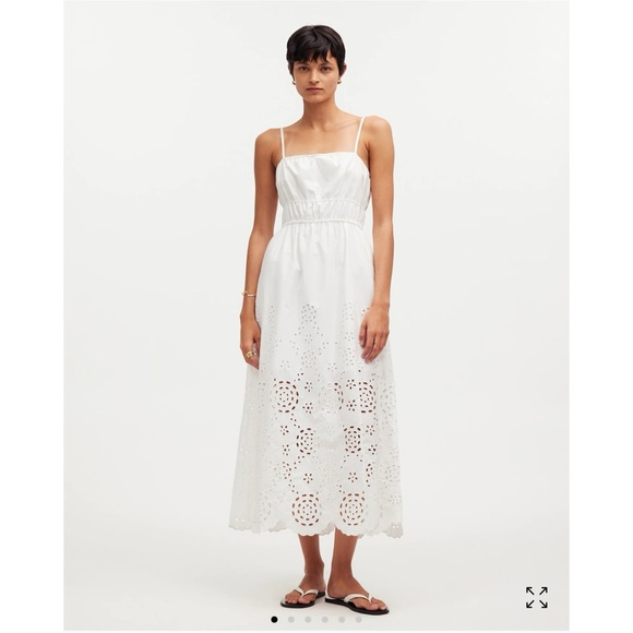 Madewell Dresses & Skirts - NWT Madewell Embroidered Tank Midi Dress in Poplin White 6